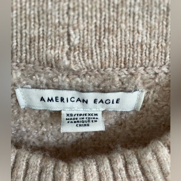 AEO Dreamspun Pink Cream Tan Oversized Stripe Sweater XS - Picture 4 of 6